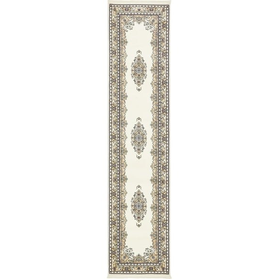Rugs.com Rabia Collection Rug – 3' x 13' Runner Cream Low Rug Perfect For Hallways, Entryways
