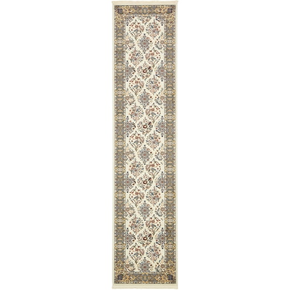 Rugs.com Rabia Collection Rug – 3' x 13' Runner Ivory Low Rug Perfect For Hallways, Entryways