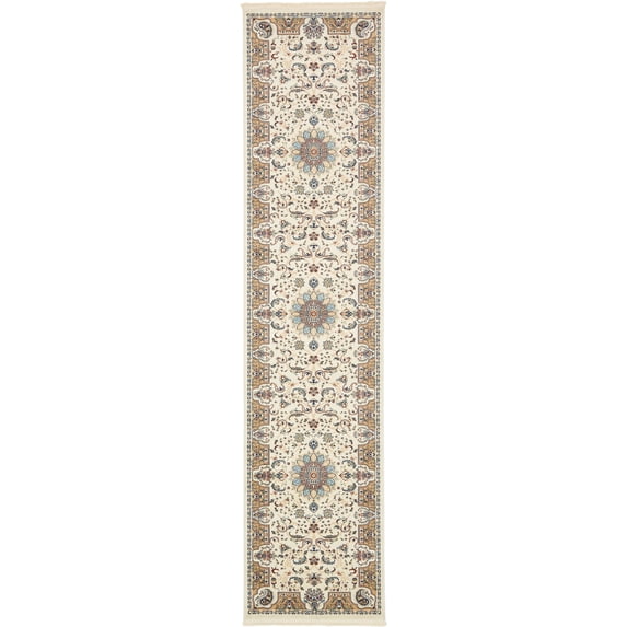 Rugs.com Rabia Collection Rug – 3' x 13' Runner Ivory Low Rug Perfect For Hallways, Entryways