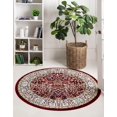 thumbnail image 1 of Rugs.com Rabia Collection Rug – 5' Round Burgundy Low Rug Perfect For Kitchens, Dining Rooms, 1 of 8