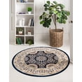 thumbnail image 1 of Rugs.com Rabia Collection Rug – 5' Round Navy Blue Low Rug Perfect For Kitchens, Dining Rooms, 1 of 8