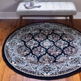 thumbnail image 1 of Rugs.com Rabia Collection Rug – 5' Round Navy Blue Low Rug Perfect For Kitchens, Dining Rooms, 1 of 9