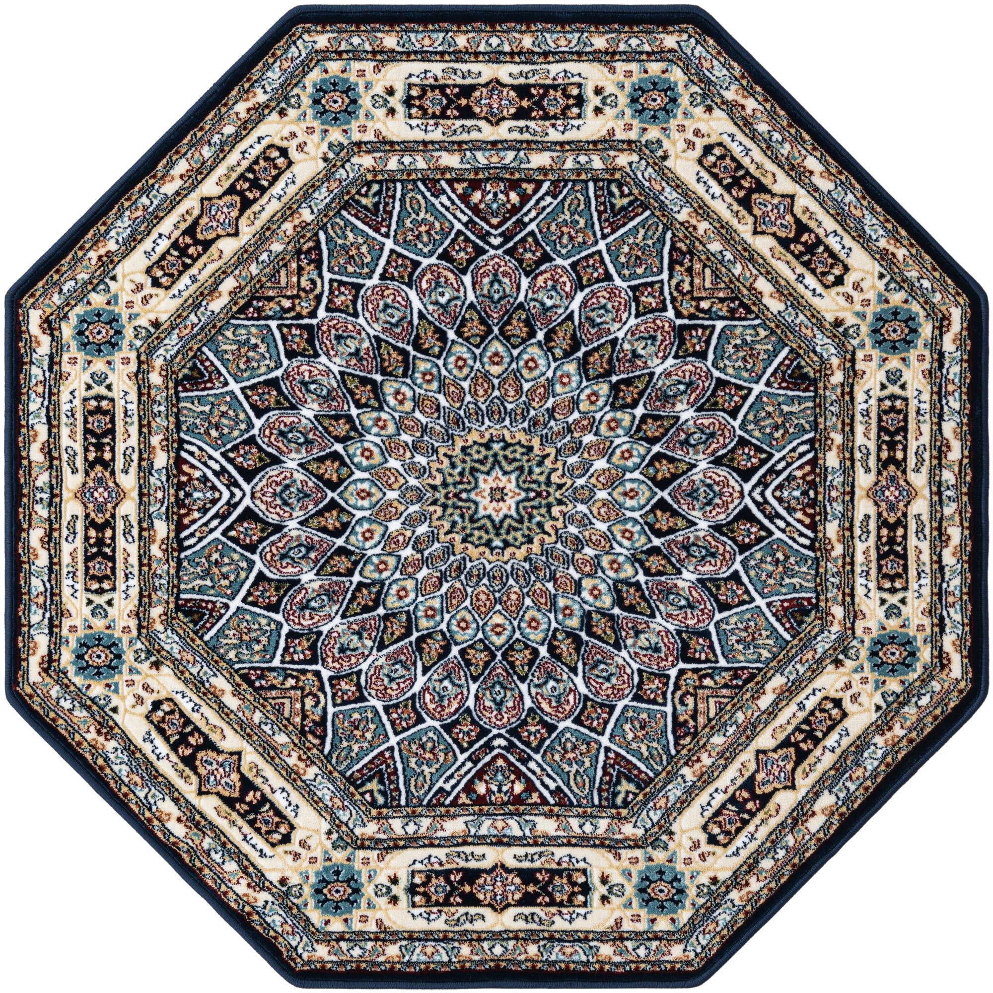Rugs.com Rabia Collection Rug – 6' Octagon Navy Blue Low Rug Perfect ...