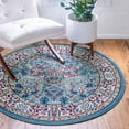 thumbnail image 1 of Rugs.com Rabia Collection Rug – 7' 10 Round Blue Low Rug Perfect For Kitchens, Dining Rooms, 1 of 9