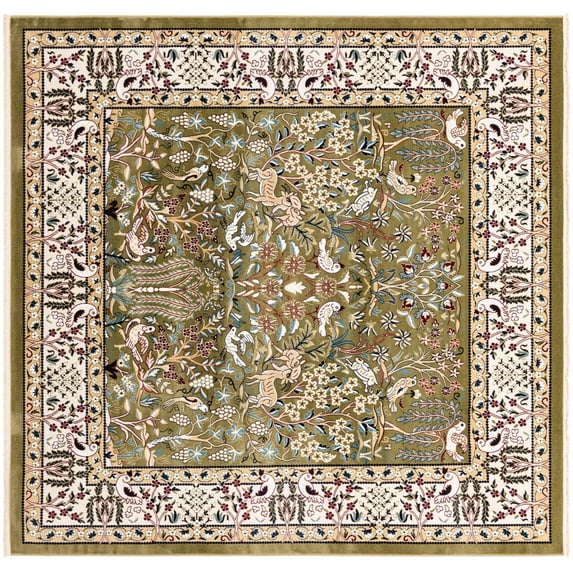 Rugs.com Rabia Collection Rug – 7' 10 Square Green Low Rug Perfect For Living Rooms, Kitchens, Entryways