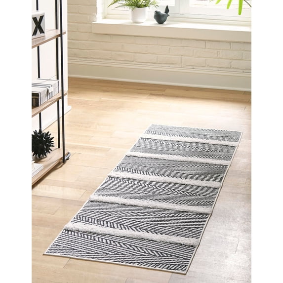Rugs.com Sabrina Soto Casa Collection Rug – 12 Ft Runner Black High Rug Perfect For Hallways, Entryways
