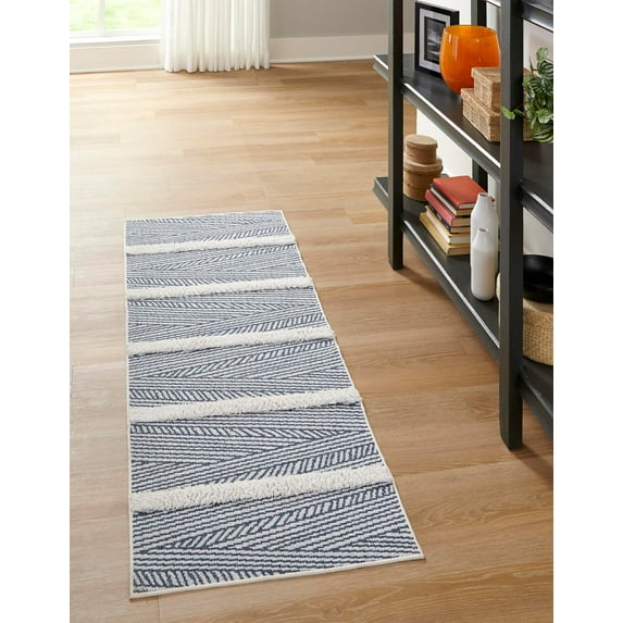 Rugs.com Sabrina Soto Casa Collection Rug – 12 Ft Runner Navy Blue High Rug Perfect For Hallways, Entryways