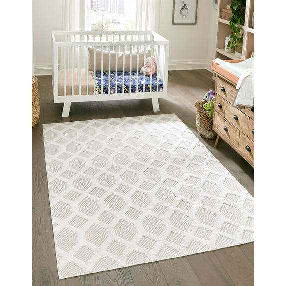 Rugs.com Sabrina Soto Casa Collection Rug – 4' x 6' Beige High Rug Perfect For Entryways, Kitchens, Breakfast Nooks, Accent Pieces