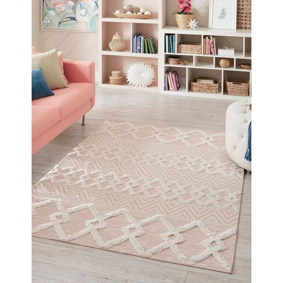 Rugs.com Sabrina Soto Casa Collection Rug – 4' x 6' Pink High Rug Perfect For Entryways, Kitchens, Breakfast Nooks, Accent Pieces