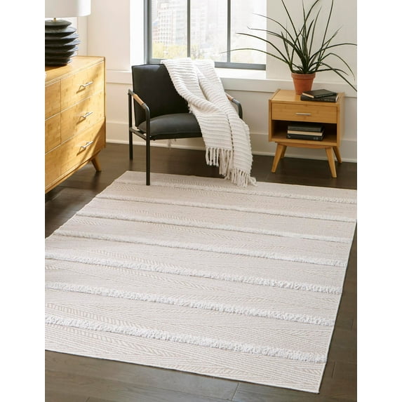 Rugs.com Sabrina Soto Casa Collection Rug – 5' x 8' Beige High Rug Perfect For Bedrooms, Dining Rooms, Living Rooms
