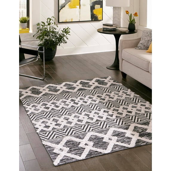 Rugs.com Sabrina Soto Casa Collection Rug – 5' x 8' Black High Rug Perfect For Bedrooms, Dining Rooms, Living Rooms