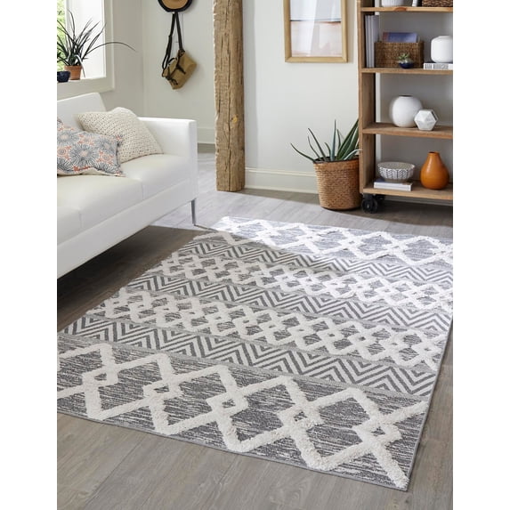 Rugs.com Sabrina Soto Casa Collection Rug – 5' x 8' Gray High Rug Perfect For Bedrooms, Dining Rooms, Living Rooms
