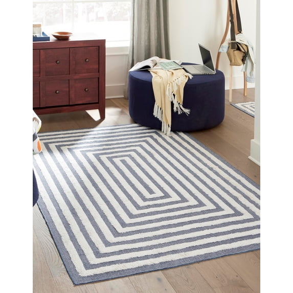 Rugs.com Sabrina Soto Casa Collection Rug – 5' x 8' Navy Blue High Rug Perfect For Bedrooms, Dining Rooms, Living Rooms