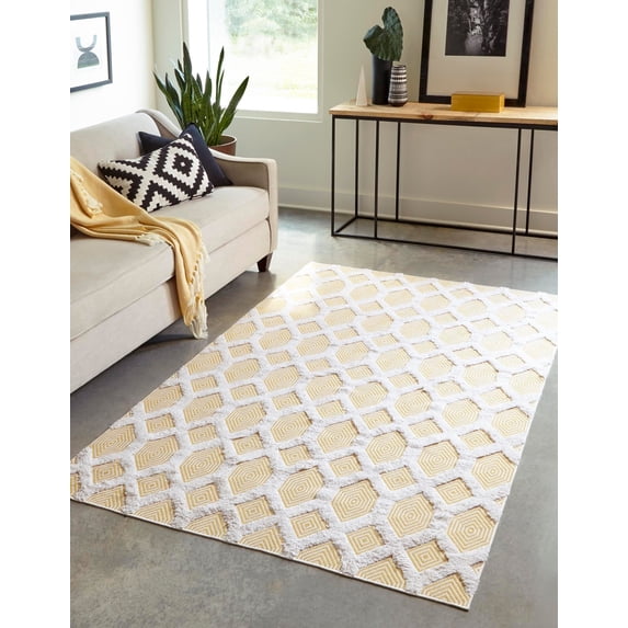 Rugs.com Sabrina Soto Casa Collection Rug – 5' x 8' Yellow High Rug Perfect For Bedrooms, Dining Rooms, Living Rooms