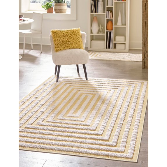 Rugs.com Sabrina Soto Casa Collection Rug – 5' x 8' Yellow High Rug Perfect For Bedrooms, Dining Rooms, Living Rooms