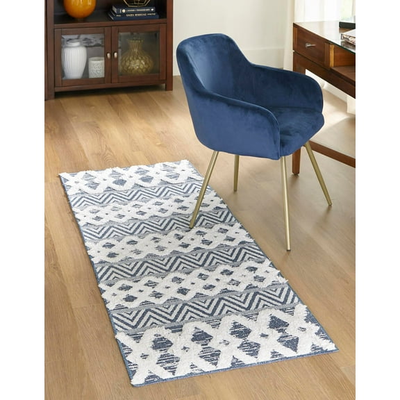 Rugs.com Sabrina Soto Casa Collection Rug – 6 Ft Runner Navy Blue High Rug Perfect For Hallways, Entryways