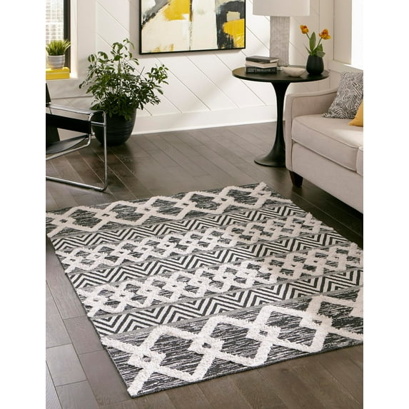 Rugs.com Sabrina Soto Casa Collection Rug – 6' x 9' Black High Rug Perfect For Bedrooms, Dining Rooms, Living Rooms