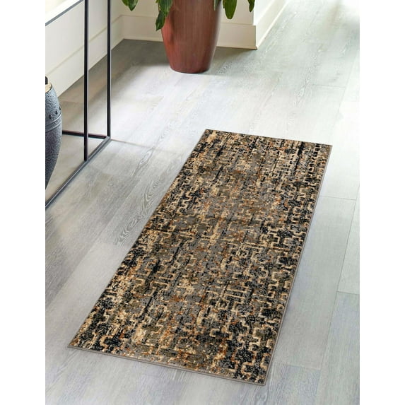 Rugs.com Saturn Collection Rug – 12 Ft Runner Blue Medium Rug Perfect For Hallways, Entryways