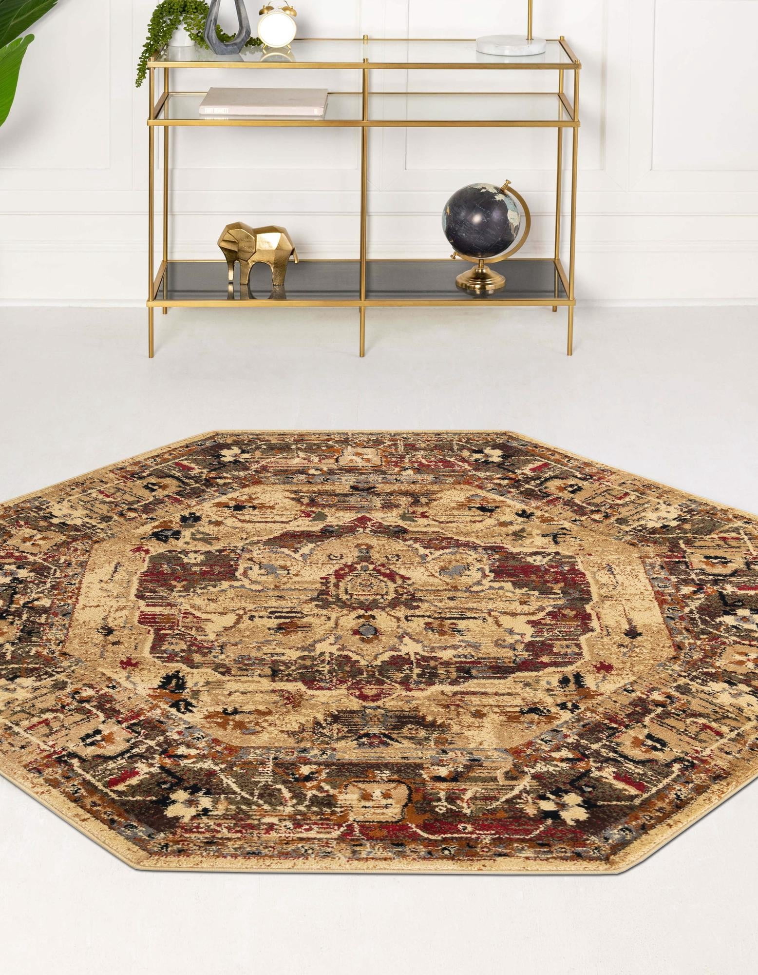 Rugs.com Saturn Collection Rug – 3 Ft Octagon Cream Medium Rug Perfect ...