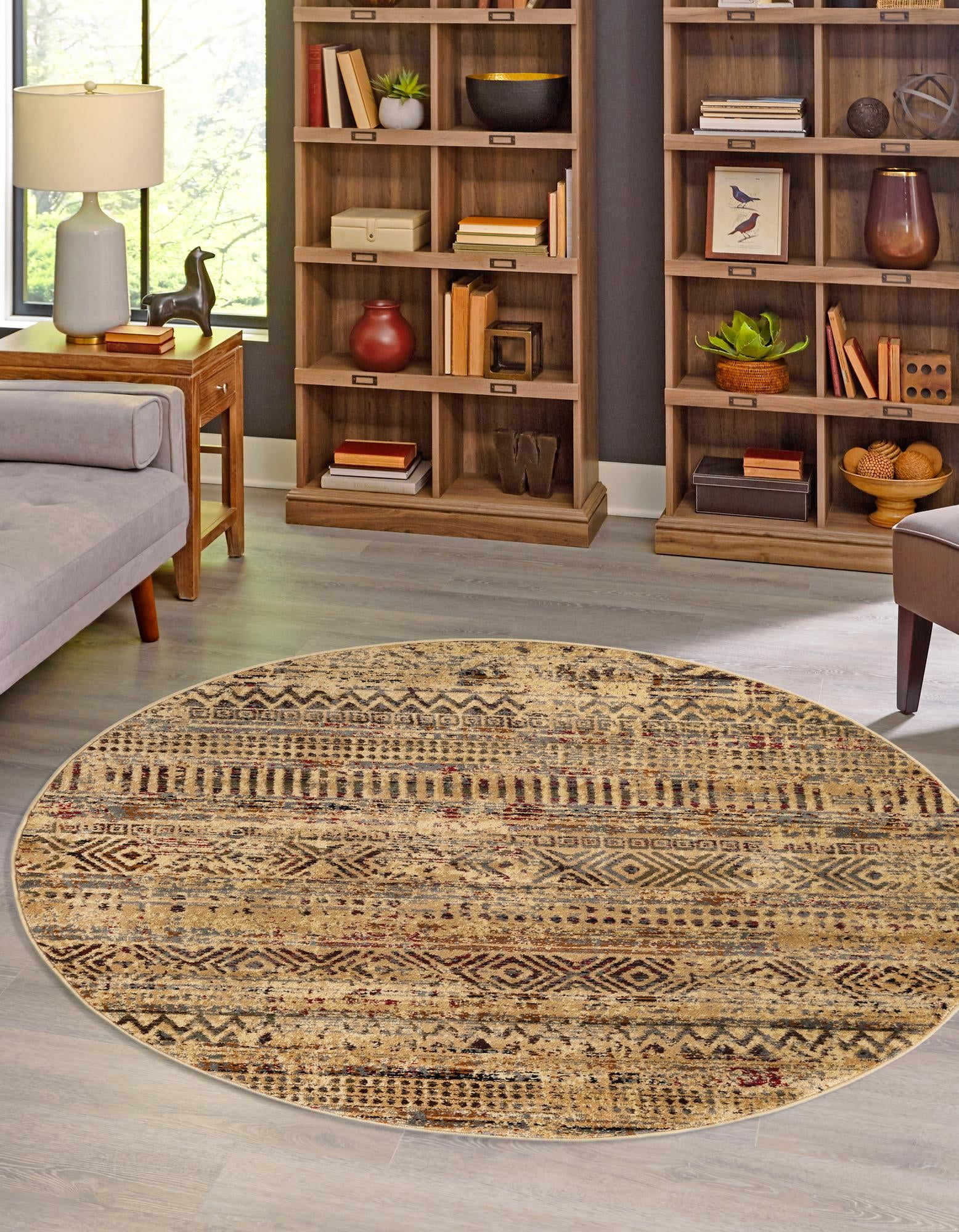 Rugs.com Saturn Collection Rug – 3 Ft Round Beige Medium Rug Perfect ...