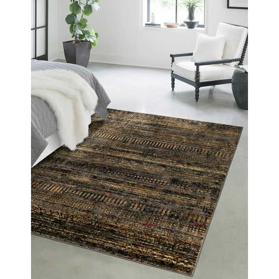 Rugs.com Saturn Collection Rug – 5' x 8' Blue Medium Rug Perfect For Bedrooms, Dining Rooms, Living Rooms