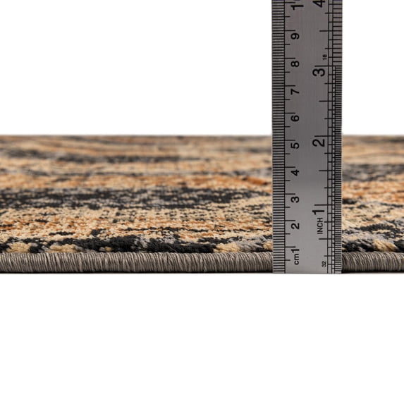 Rugs.com Saturn Collection Rug – 6' x 9' Black Gray Medium Rug Perfect For Bedrooms, Dining Rooms, Living Rooms