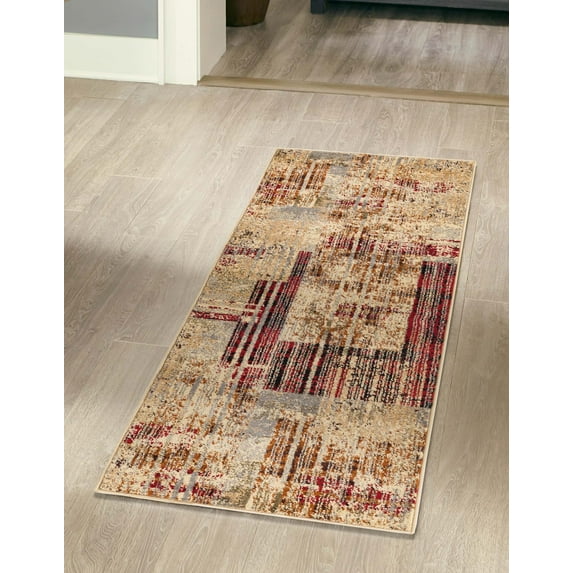 Rugs.com Saturn Collection Rug – 7 Ft Runner Multi Medium Rug Perfect For Hallways, Entryways