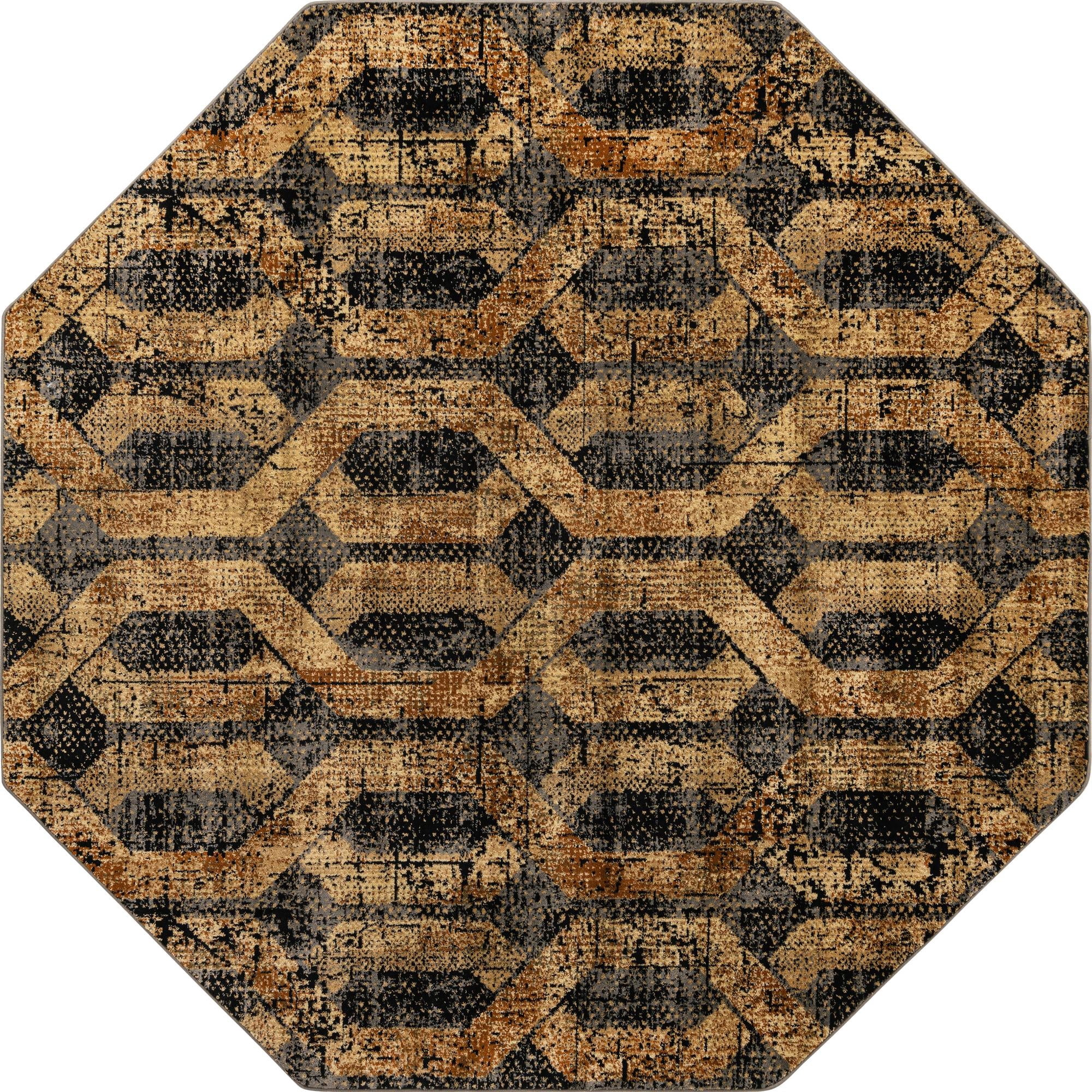 Rugs.com Saturn Collection Rug – 8 Ft Octagon Black Gray Medium Rug ...