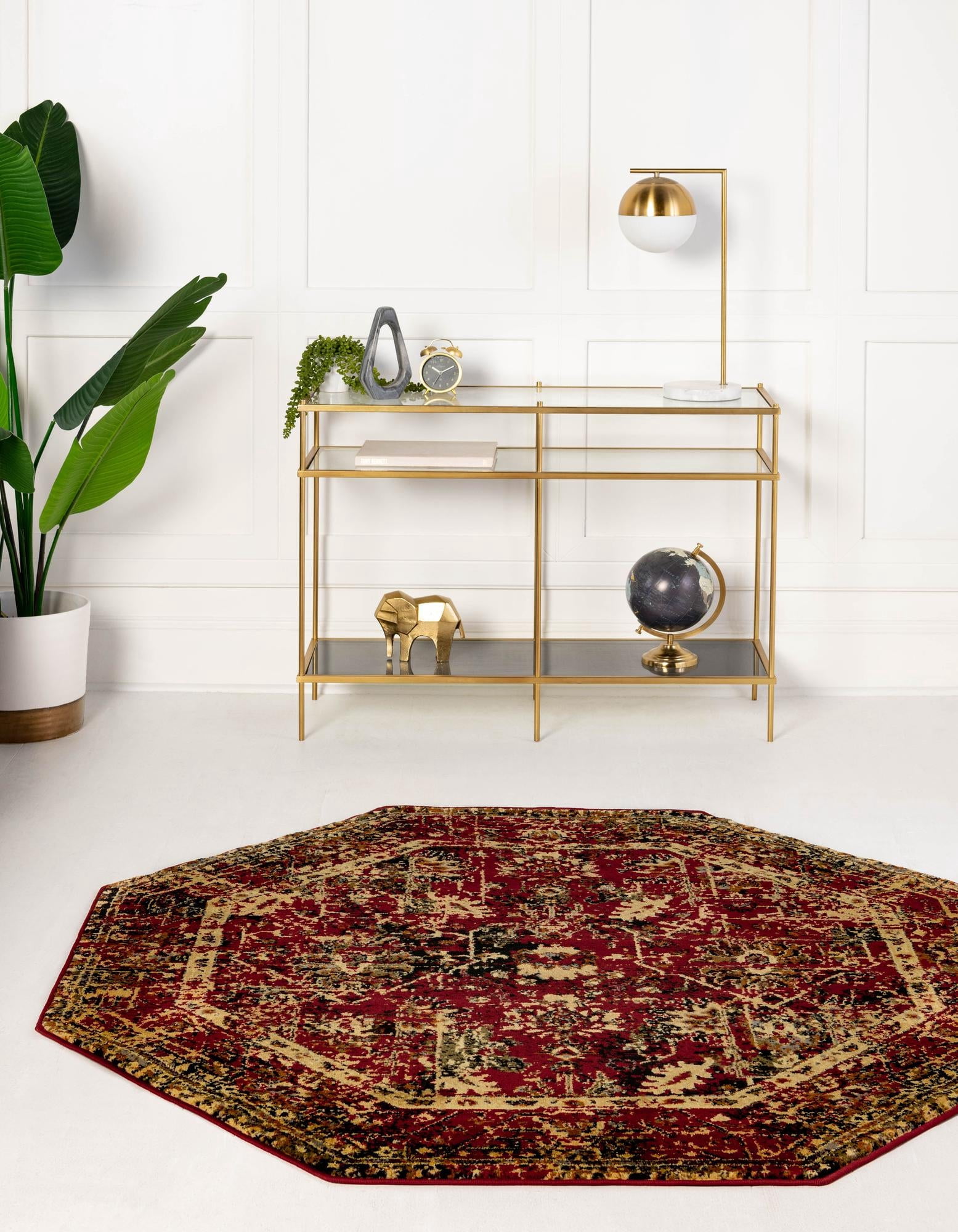 Rugs.com Saturn Collection Rug – 8 Ft Octagon Burgundy Medium Rug ...