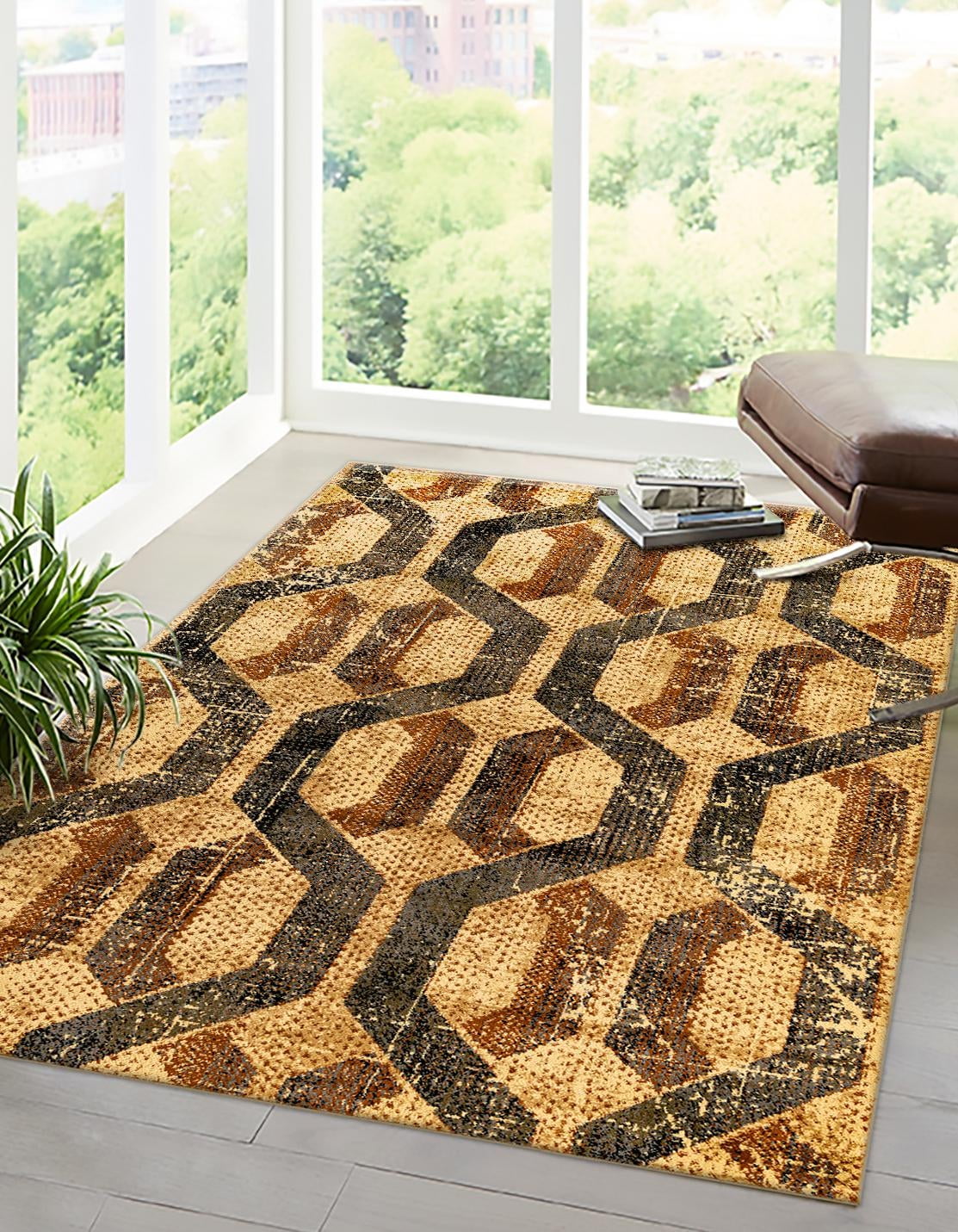 Beige Cream Geometric 8' x 10' Synthetic Braided Area Rug