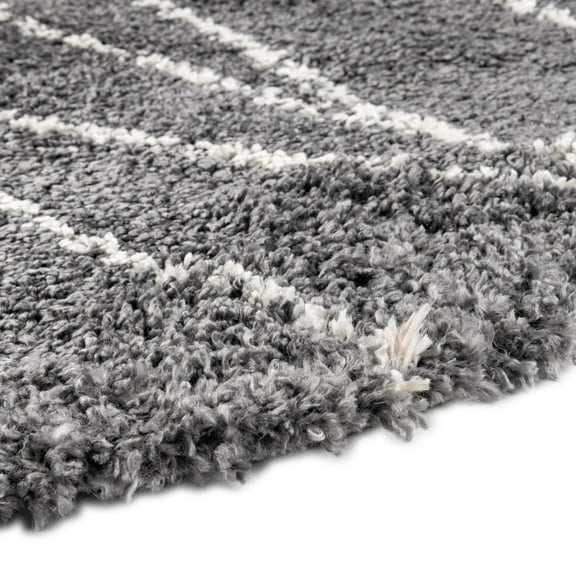 Rugs.com Serenity Shag Collection Rug – 10 Ft Round Gray Shag Rug Perfect For Kitchens, Dining Rooms