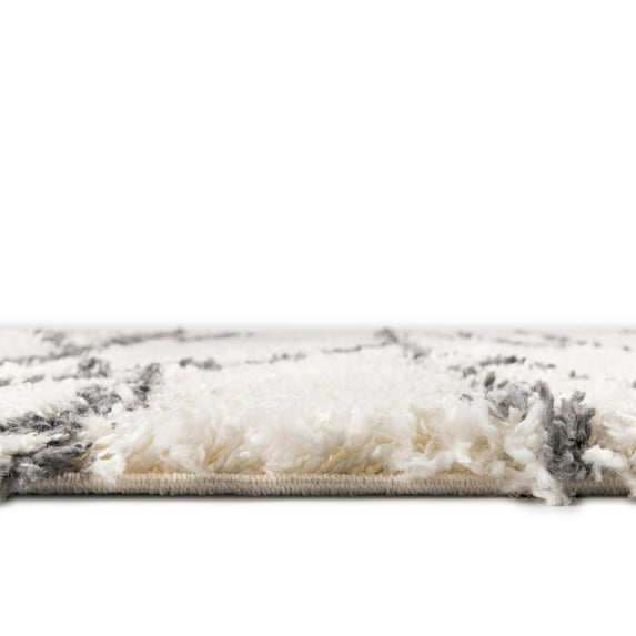 Rugs.com Serenity Shag Collection Rug – 10 Ft Round White Shag Rug Perfect For Kitchens, Dining Rooms