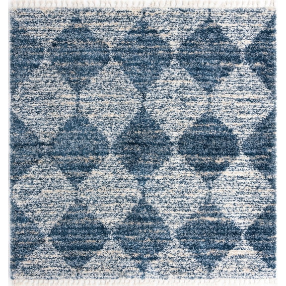 Rugs.com Serenity Shag Collection Rug – 10 Ft Square Blue Shag Rug Perfect For Living Rooms, Kitchens, Entryways