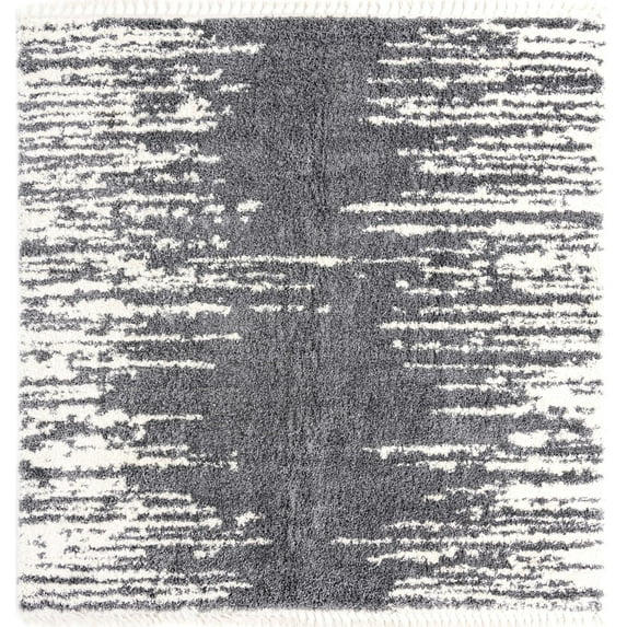 Rugs.com Serenity Shag Collection Rug – 10 Ft Square Gray Shag Rug Perfect For Living Rooms, Kitchens, Entryways