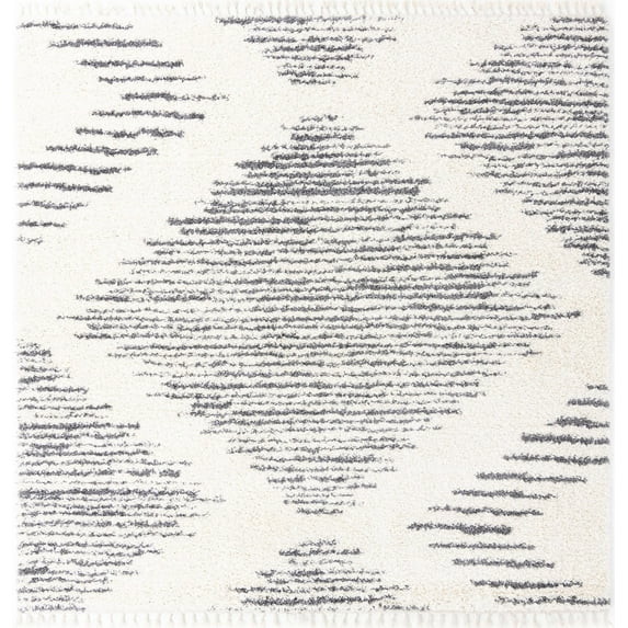 Rugs.com Serenity Shag Collection Rug – 10 Ft Square White Shag Rug Perfect For Living Rooms, Kitchens, Entryways