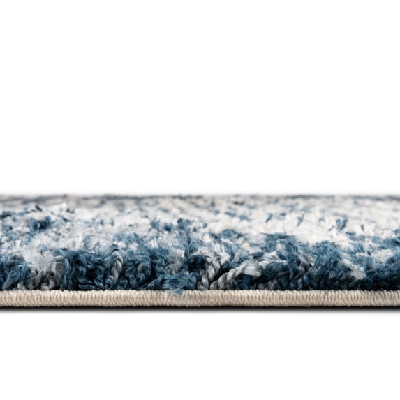 Rugs.com Serenity Shag Collection Rug – 3 Ft Round Blue Shag Rug Perfect For Kitchens, Dining Rooms