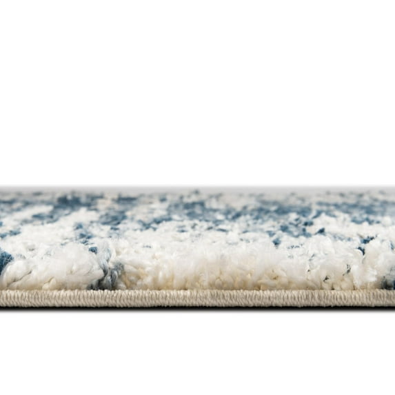 Rugs.com Serenity Shag Collection Rug – 3 Ft Round Blue Shag Rug Perfect For Kitchens, Dining Rooms
