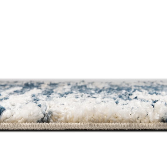 Rugs.com Serenity Shag Collection Rug – 4' x 6' Blue Shag Rug Perfect For Living Rooms, Large Dining Rooms, Open Floorplans