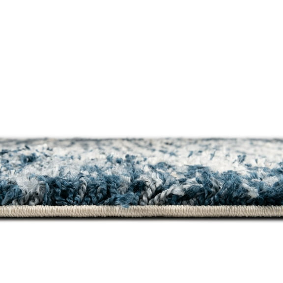 Rugs.com Serenity Shag Collection Rug – 5' x 8' Blue Shag Rug Perfect For Living Rooms, Large Dining Rooms, Open Floorplans