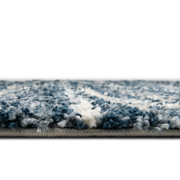 Rugs.com Serenity Shag Collection Rug – 7 Ft Round Blue Shag Rug Perfect For Kitchens, Dining Rooms