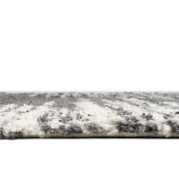 Rugs.com Serenity Shag Collection Rug – 7 Ft Round Gray Shag Rug Perfect For Kitchens, Dining Rooms