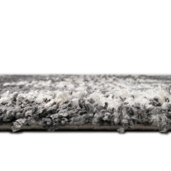 Rugs.com Serenity Shag Collection Rug – 7 Ft Round Gray Shag Rug Perfect For Kitchens, Dining Rooms