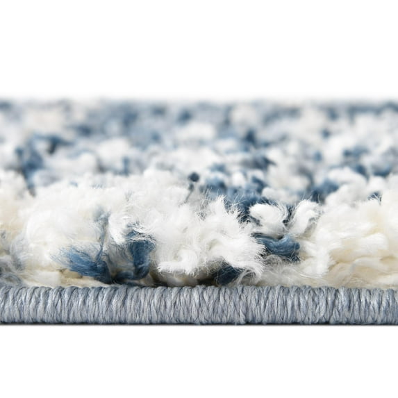 Rugs.com Serenity Shag Collection Rug – 8 Ft Runner Blue Shag Rug Perfect For Hallways, Entryways