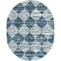 Rugs.com Serenity Shag Collection Rug – 8' x 10' Oval Blue Shag Rug Perfect For Living Rooms, Large Dining Rooms, Open Floorplans