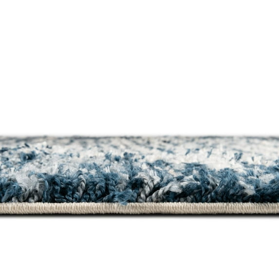 Rugs.com Serenity Shag Collection Rug – 9' x 12' Blue Shag Rug Perfect For Living Rooms, Large Dining Rooms, Open Floorplans