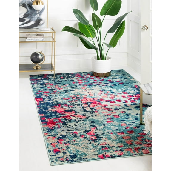 Rugs.com Sevilla Collection Rug – 3' x 5' Blue Medium Rug Perfect For Entryways, Kitchens, Breakfast Nooks, Accent Pieces