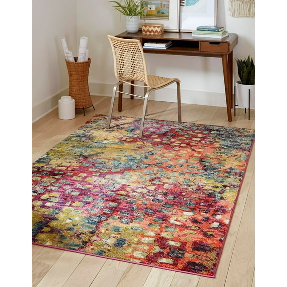 Rugs.com Sevilla Collection Rug – 4' x 6' Multi Medium Rug Perfect For Entryways, Kitchens, Breakfast Nooks, Accent Pieces