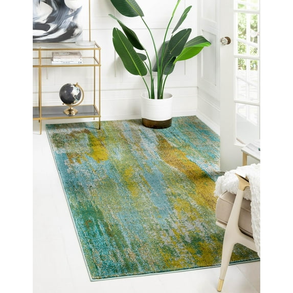 Rugs.com Sevilla Collection Rug – 6' x 9' Turquoise Medium Rug Perfect For Bedrooms, Dining Rooms, Living Rooms