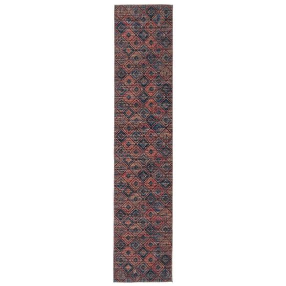Rugs.com Sisu Collection Washable Rug – 12 Ft Runner Blue Flatweave Rug Perfect For Hallways, Entryways