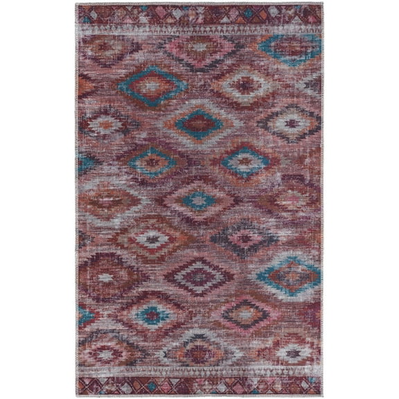 Rugs.com Sisu Collection Washable Rug – 2' x 3' Terracotta Flatweave Rug Perfect For Entryways, Kitchens, Breakfast Nooks, Accent Pieces